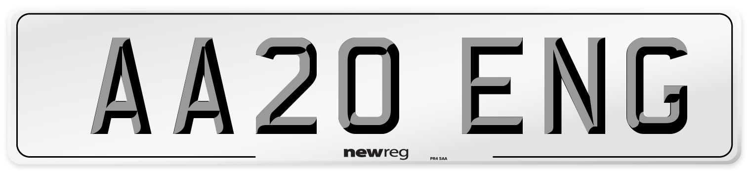 AA20 ENG Number Plate from New Reg